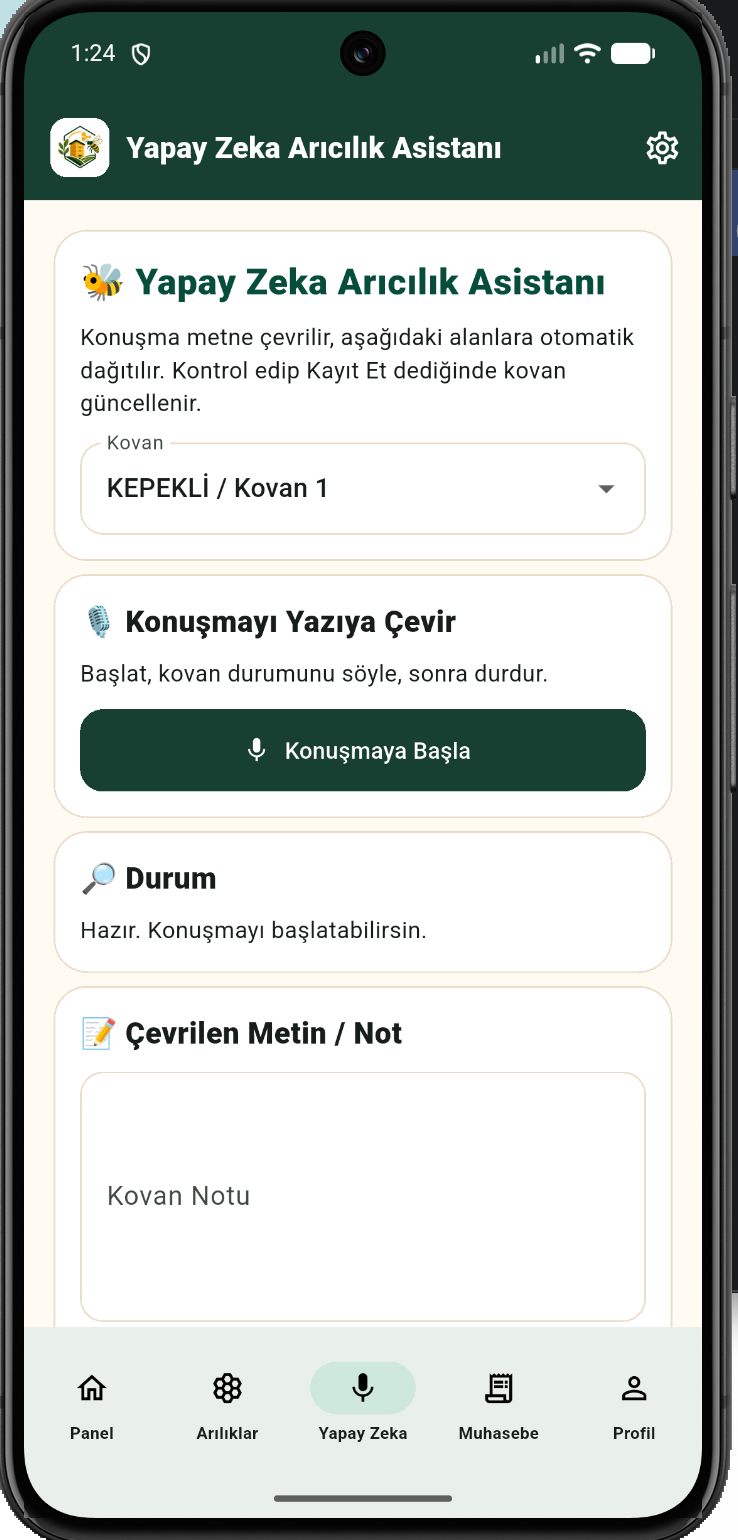 Kovan Defteri Yapay Zeka Arıcılık Asistanı mobil ekranı